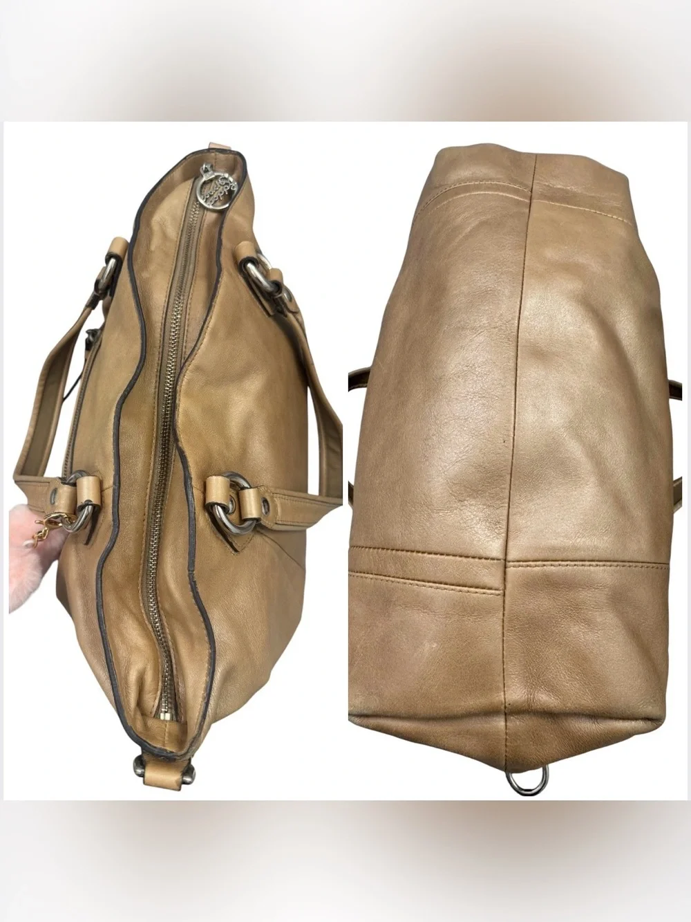 Coach Poppy Champagne Gold Leather Rocker Satchel Y2K Legacy Lined Style 16285